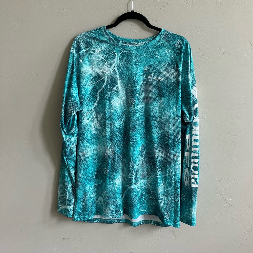 Columbia Teal PFG long sleeve Size Large